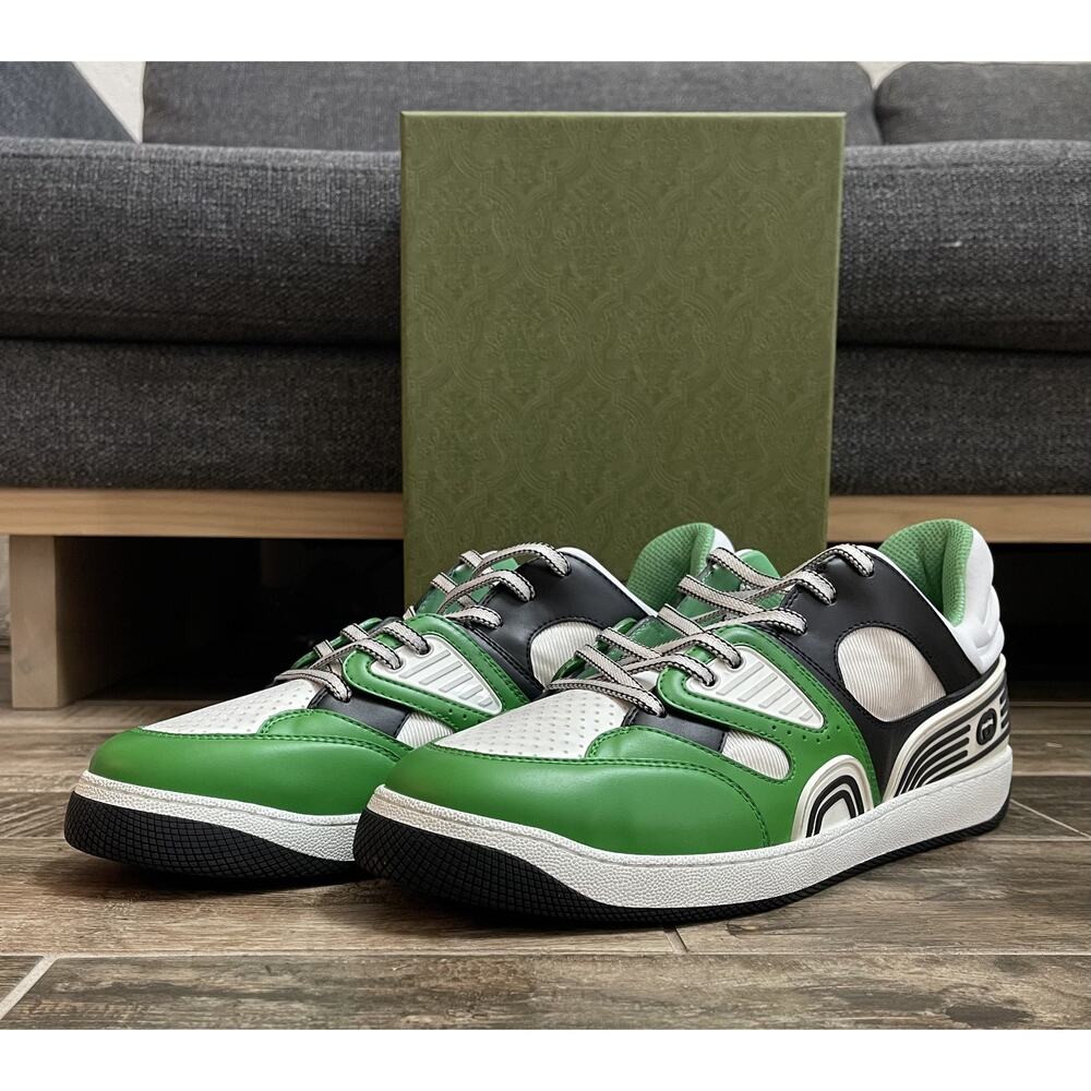 $1,195 NIB Gucci Colorblocked White Green Multicolor Low-Top Sneakers Size 13.5 - Picture 1 of 9